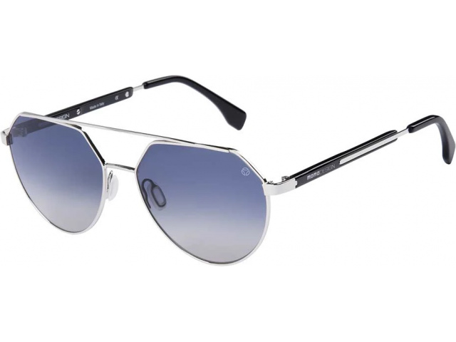 Momodesign 525 02 FULL RIM METAL ACETATE SILVER- BLACK , SHADED GREY BLU LENSES