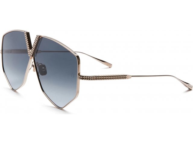 VALENTINO V-HEXAGON GLD,  WHITE GOLD W/ DARK GREY TO CLEAR, DARK GREY TO CLEAR