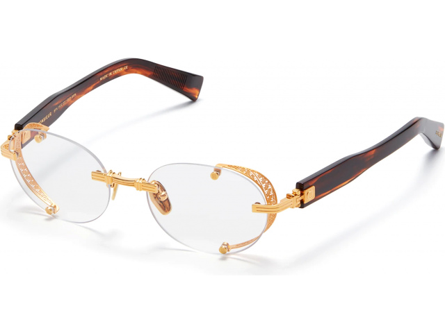 BALMAIN MONSIEUR GLD - BRN,  YELLOW GOLD - MEDIUM BROWN SWIRL, CLEAR