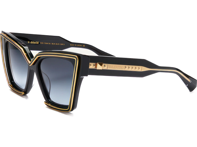 VALENTINO V-GRACE BLK - GLD,  BLACK - YELLOW GOLD, DARK GREY TO CLEAR