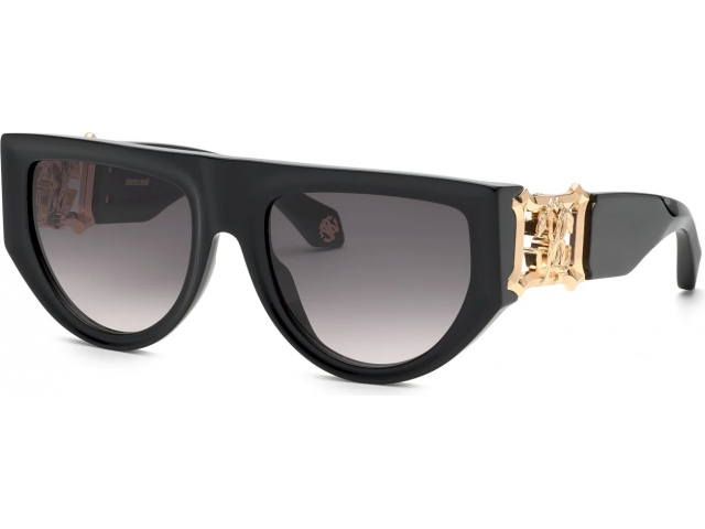 ROBERTO CAVALLI SRC063 700,  SHINY BLACK, SMOKE GRADIENT