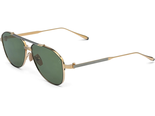 AKONI HELIOS GLD - BLK,  Brushed 12k Gold - Black Palladium - Black Enamel, Dark Olive Lenses