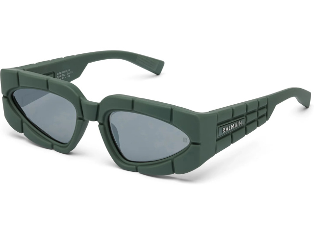 BALMAIN B - SPIRIT KAK - SIL,  Rubberized Kakhi - Silver - Kakhi Enamel, Dark Grey w/ Silver Flash Lenses