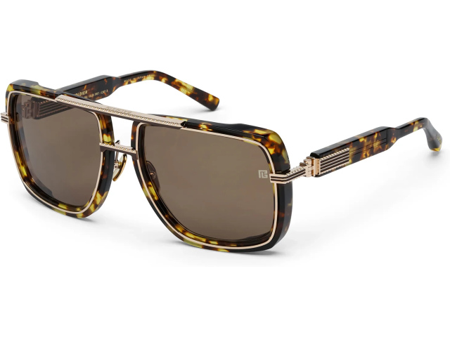 BALMAIN SOLDIER GLD - TRT,  Spotted Havana - 12k Gold, Dark Brown Lenses