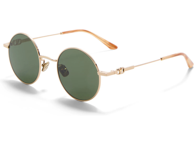 VALENTINO VLS-173 GLD - TRT,  V-Light Gold - Light Havana, Dark Green Lenses