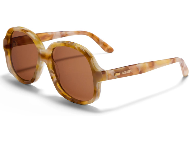VALENTINO VLS-177 MRB - GLD,  Ivory Marble - V-Light Gold, Brown Lenses