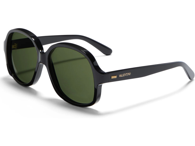 VALENTINO VLS-177 BLK - GLD,  Black - V-Light Gold, Dark Green Lenses