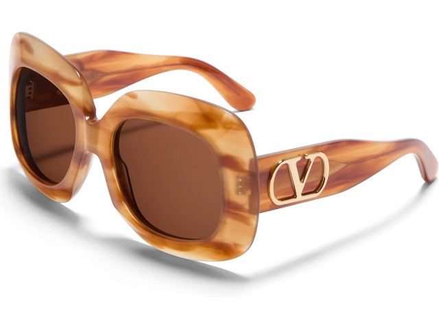 VALENTINO VLS-180 TRT - GLD,  Light Havana - V-Light Gold, Dark Brown Lenses